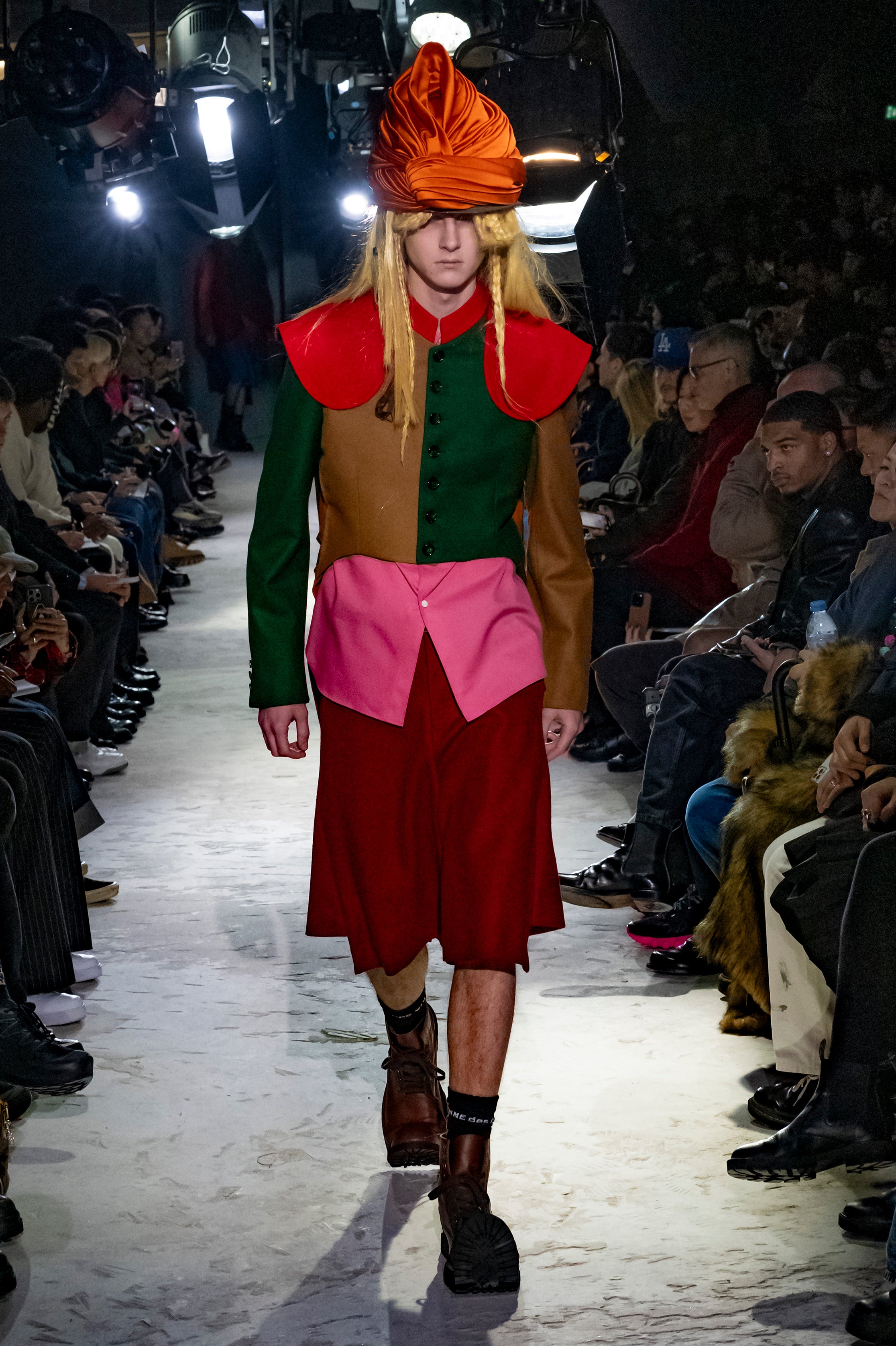 Fashion model wearing a Comme des Garçons Homme Plus AW25 outfit