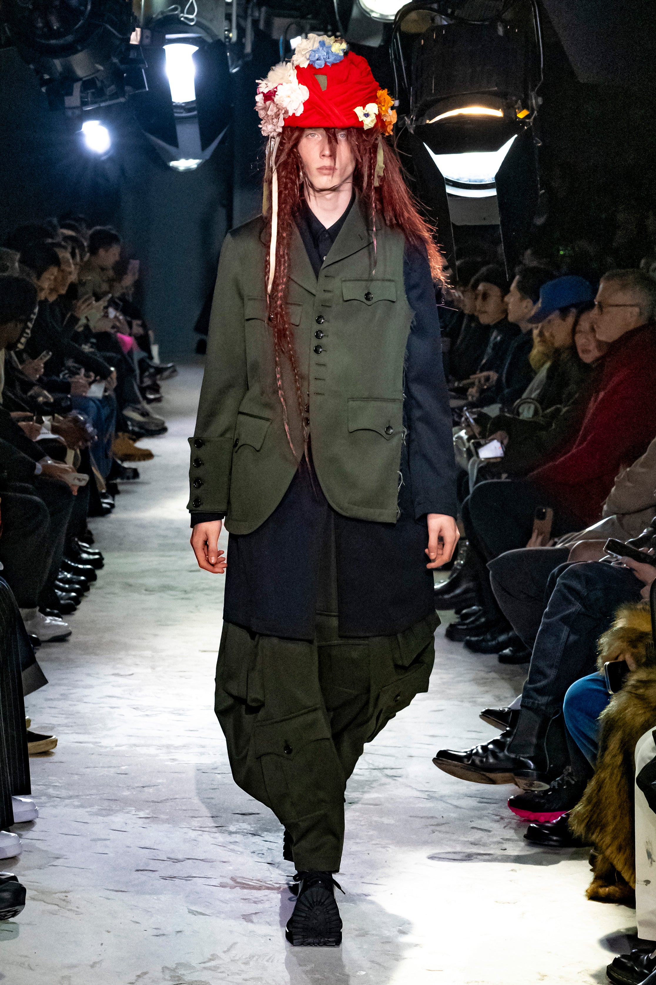 Fashion model wearing a Comme des Garçons Homme Plus AW25 outfit