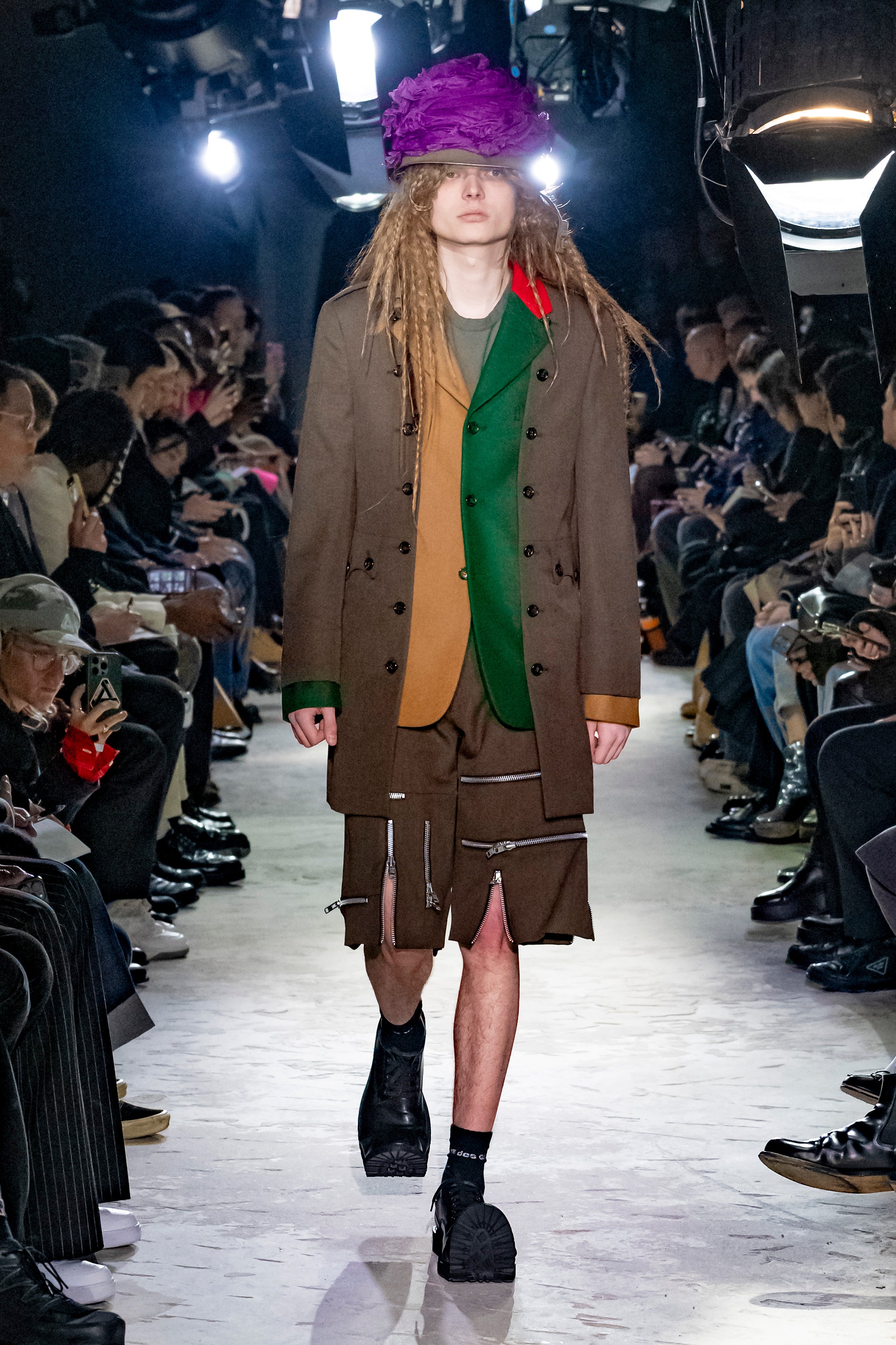 Fashion model wearing a Comme des Garçons Homme Plus AW25 outfit