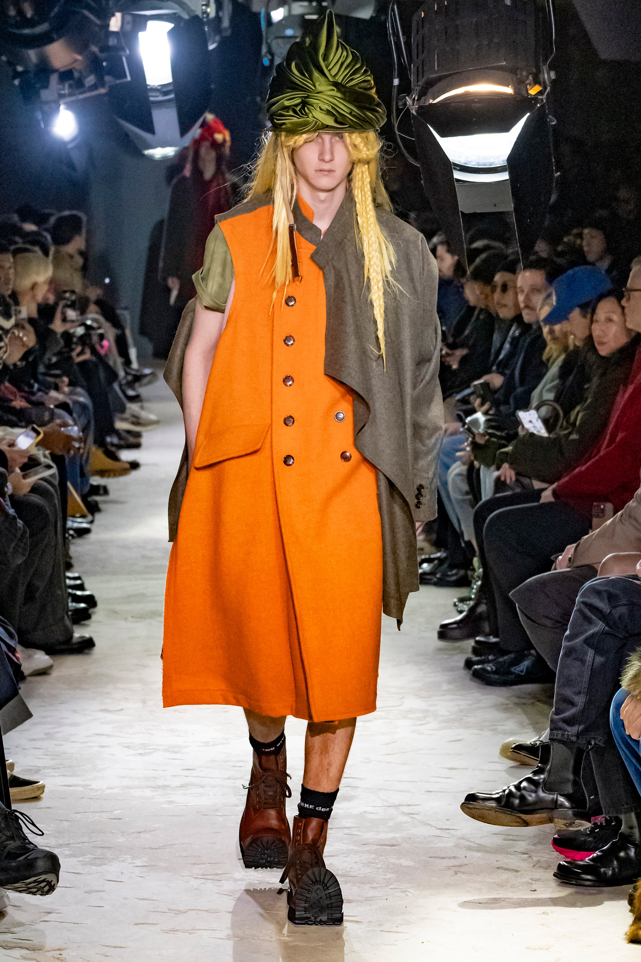 Fashion model wearing a Comme des Garçons Homme Plus AW25 outfit