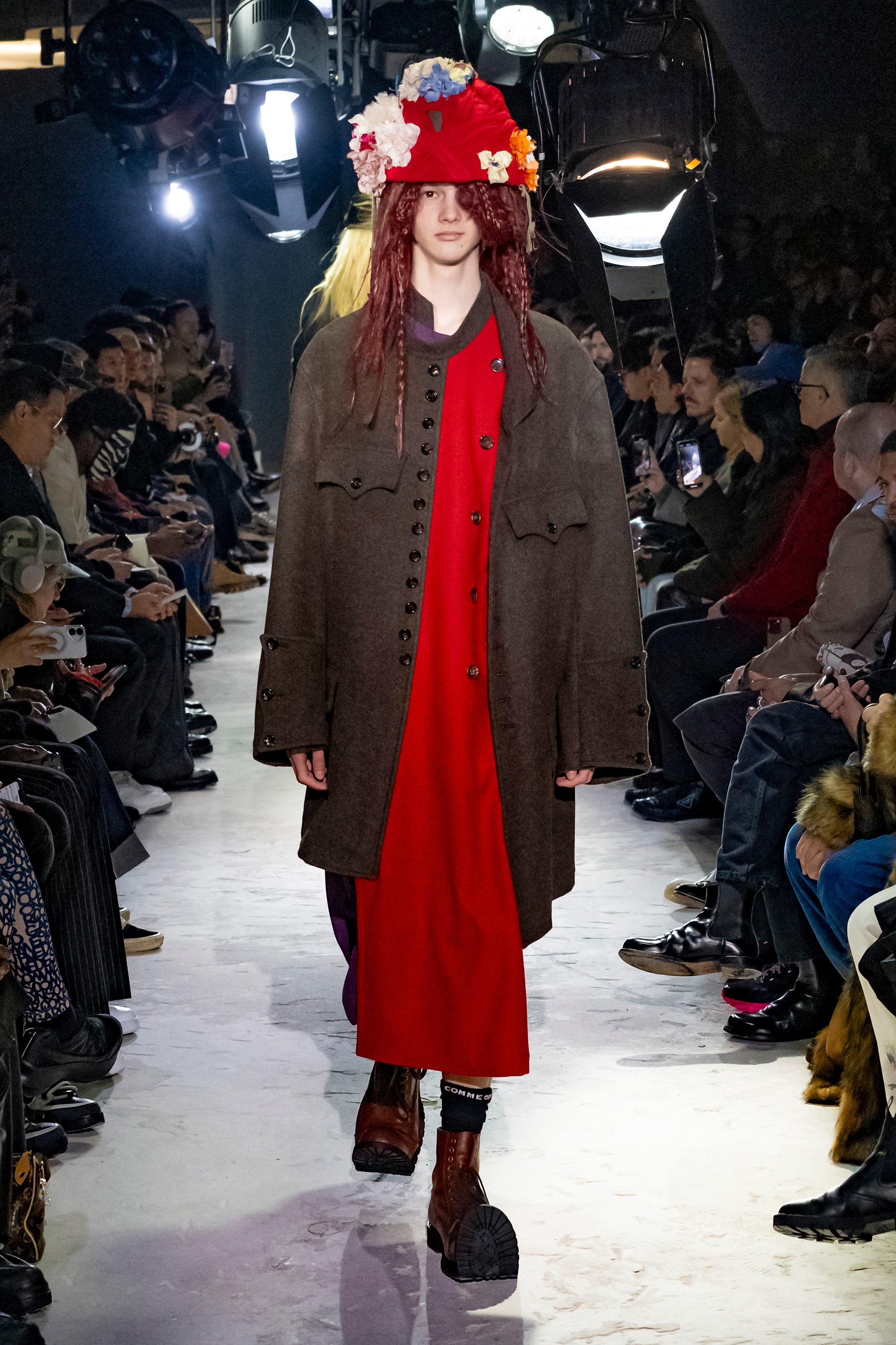 Fashion model wearing a Comme des Garçons Homme Plus AW25 outfit