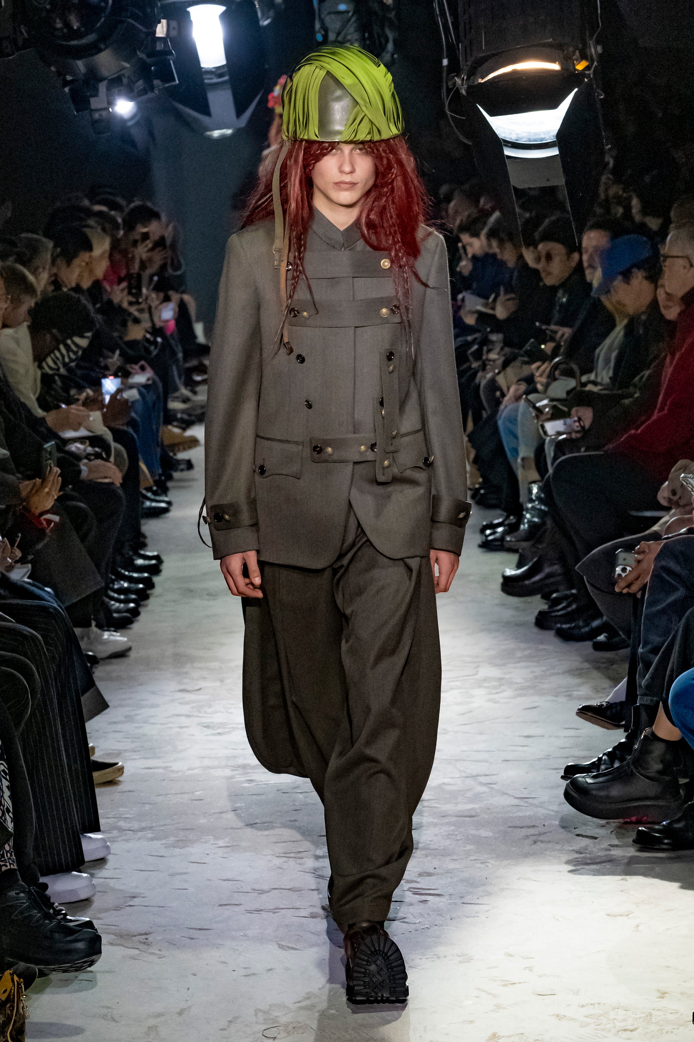 Fashion model wearing a Comme des Garçons Homme Plus AW25 outfit