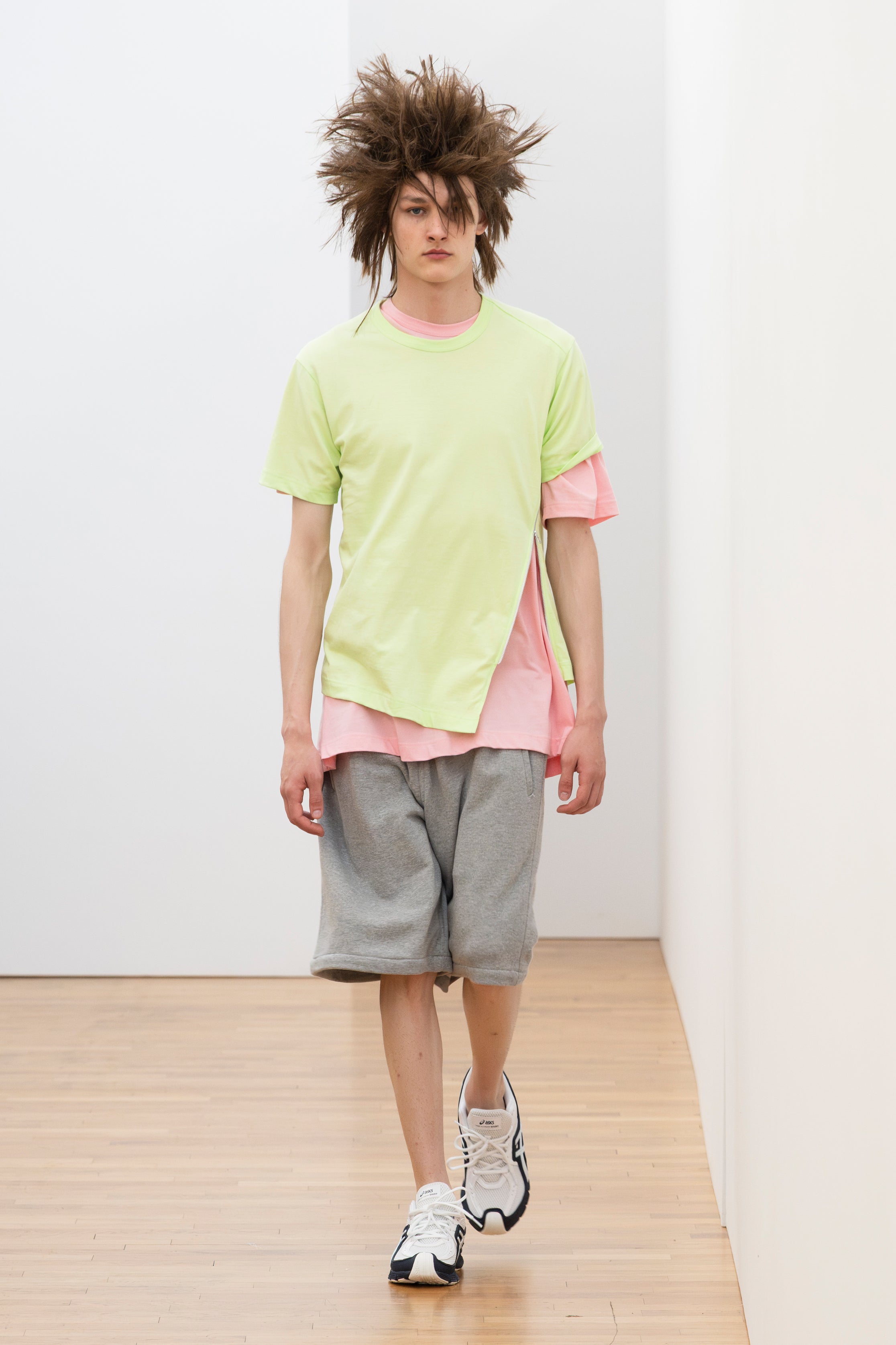 Fashion model wearing a Comme des Garçons Shirt SS26 outfit