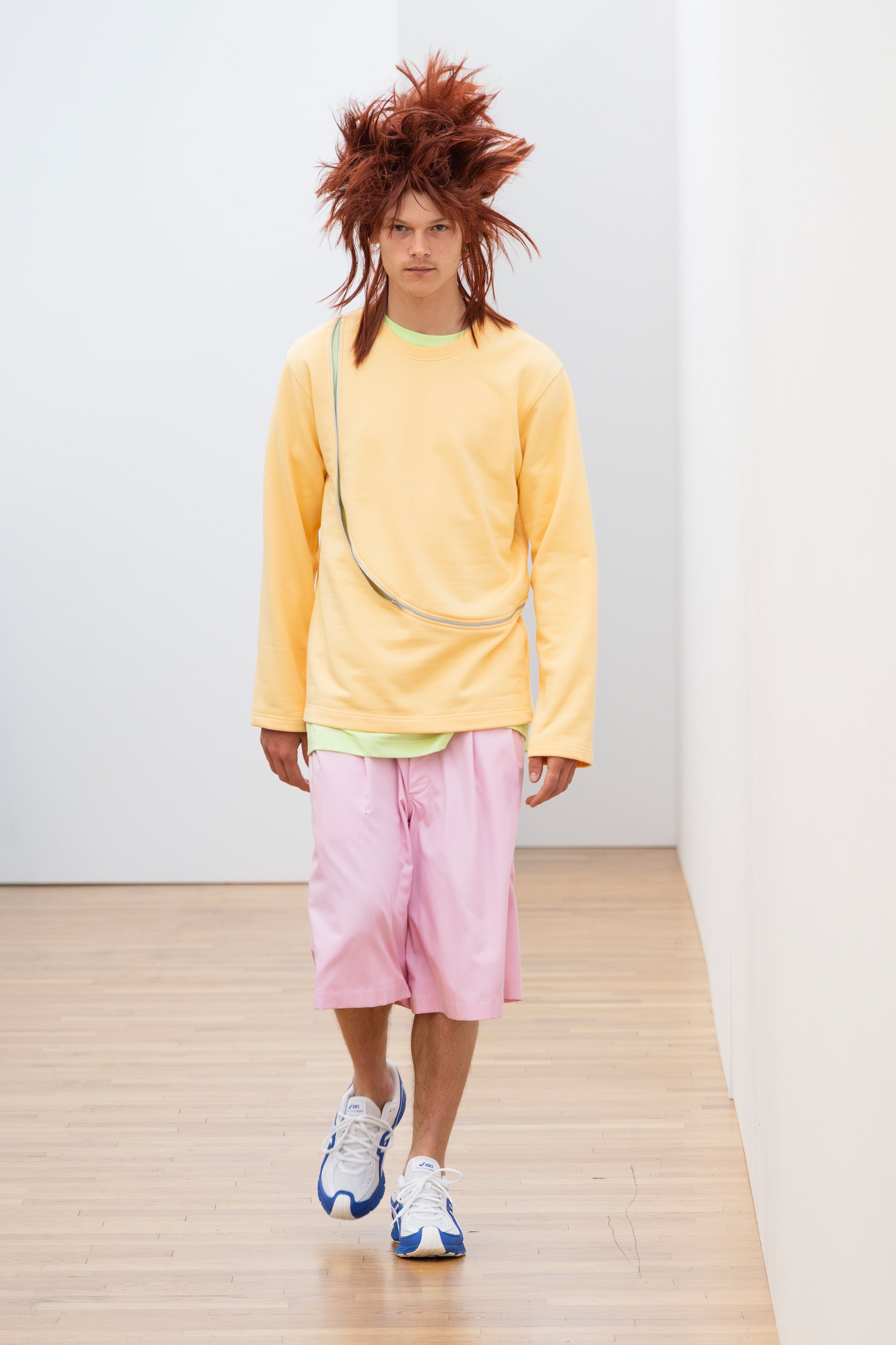 Fashion model wearing a Comme des Garçons Shirt SS26 outfit