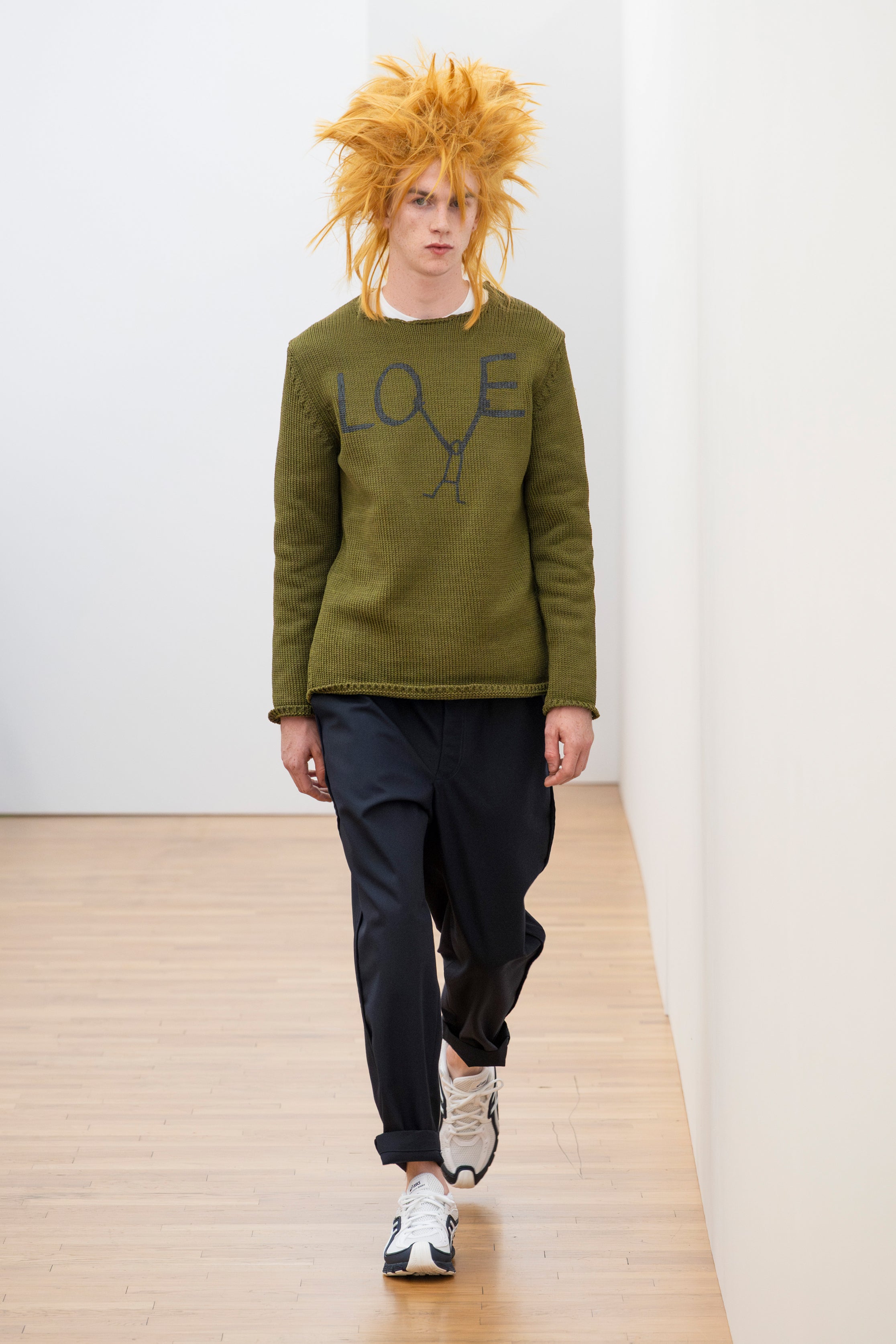 Fashion model wearing a Comme des Garçons Shirt SS26 outfit