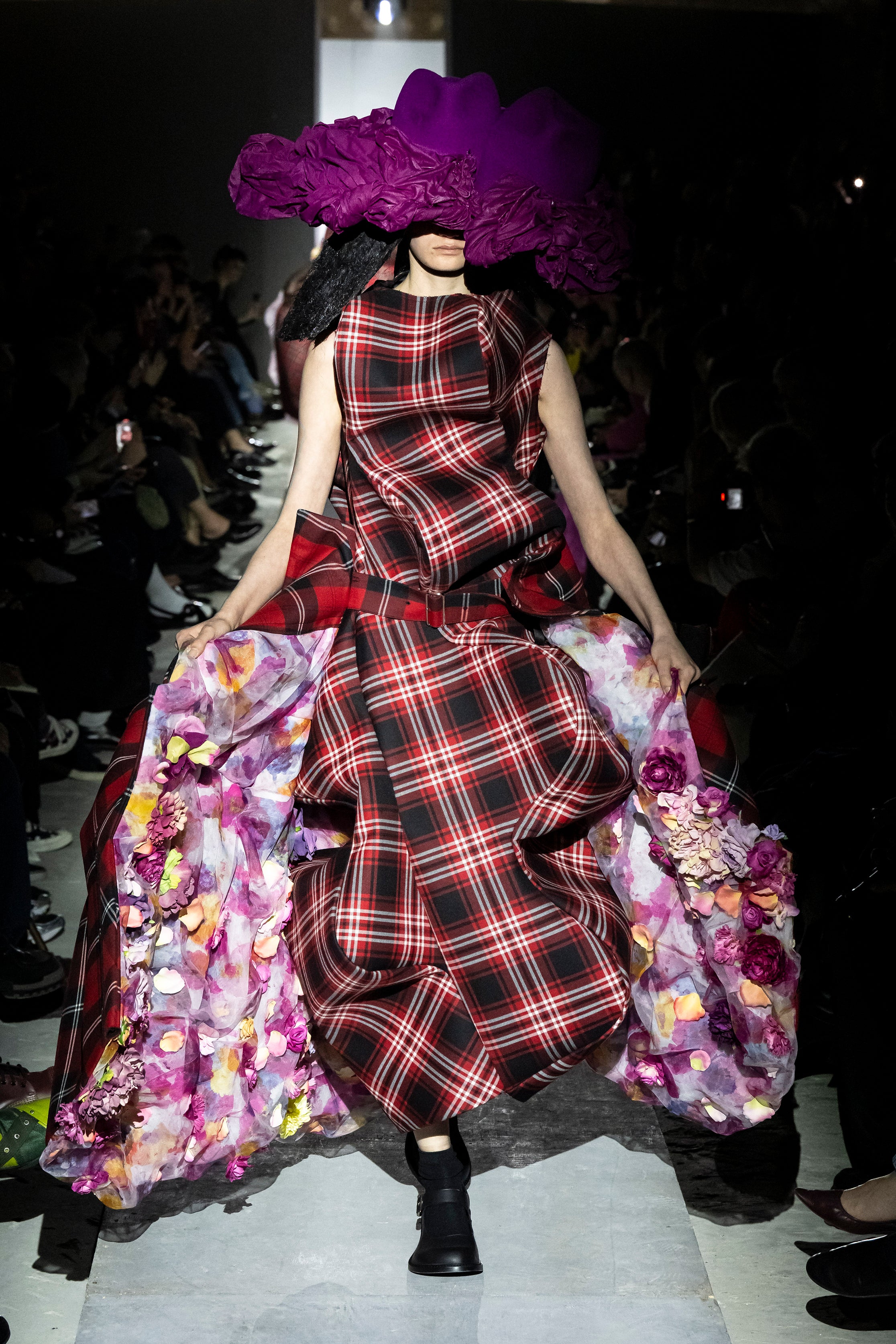 Fashion model wearing a Comme des Garçons AW25 outfit