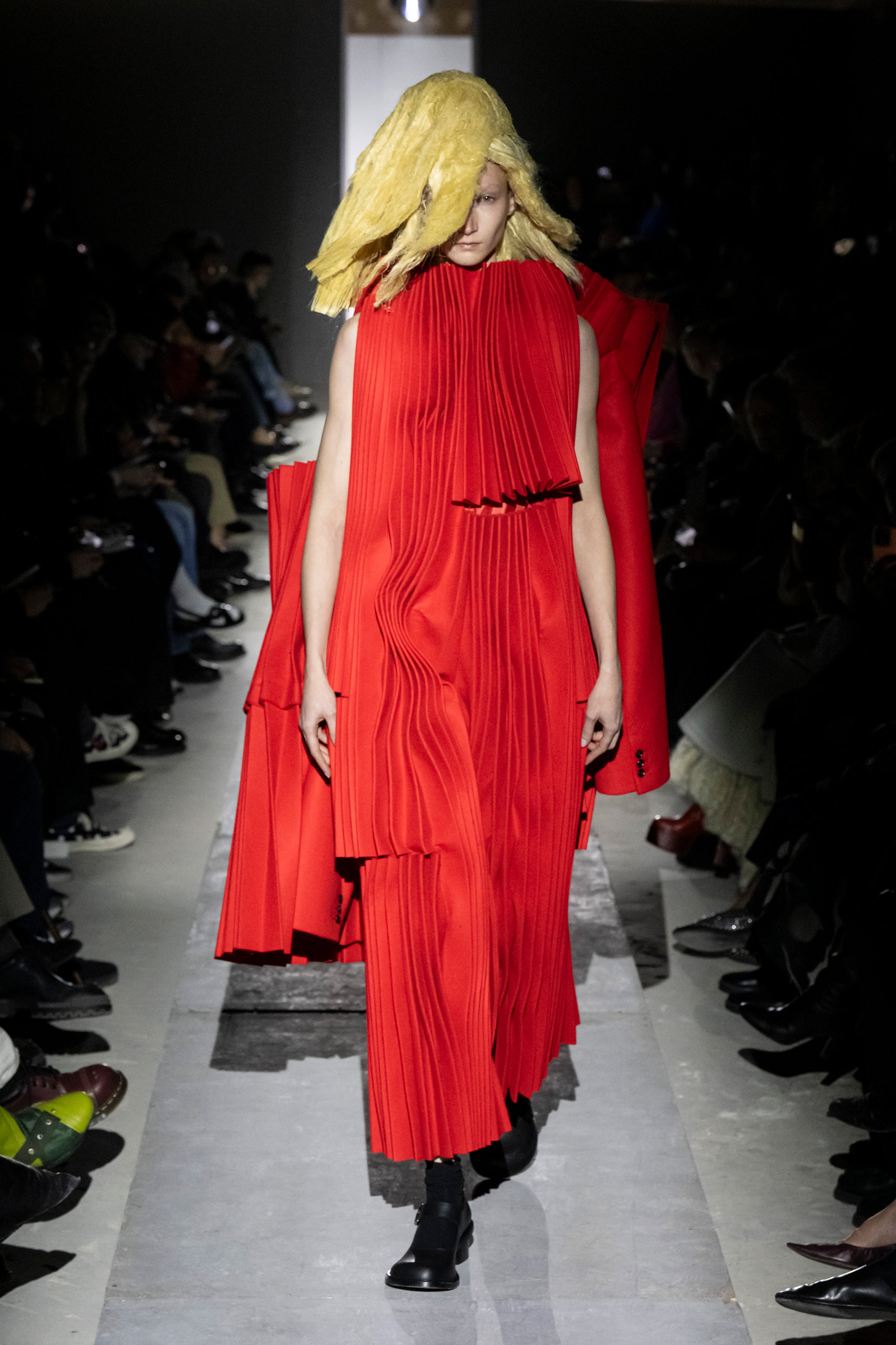 Fashion model wearing a Comme des Garçons AW25 outfit