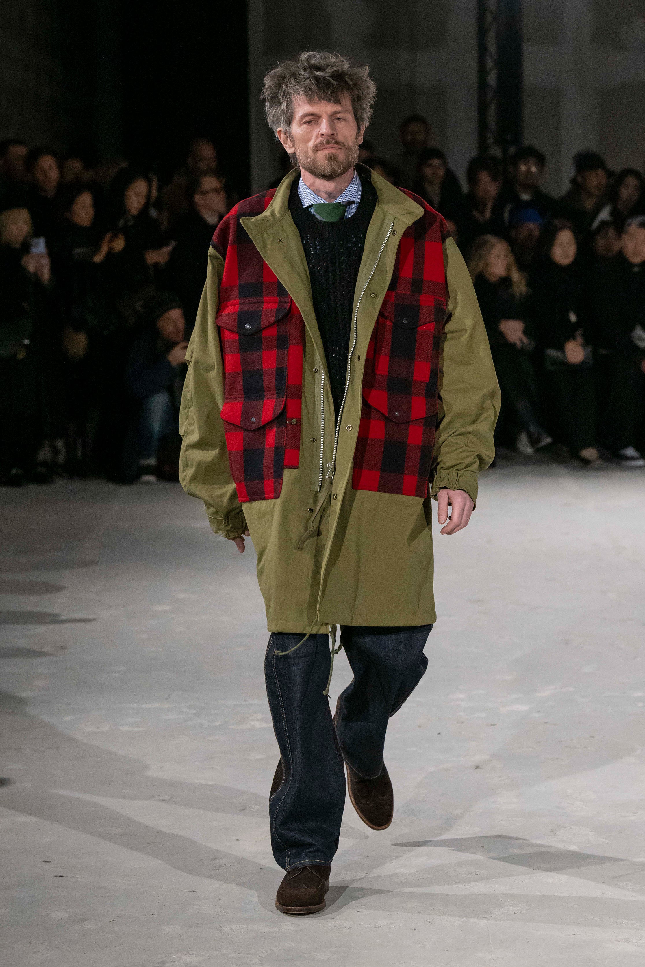 Fashion model wearing a Junya Watanabe Man AW25 outfit