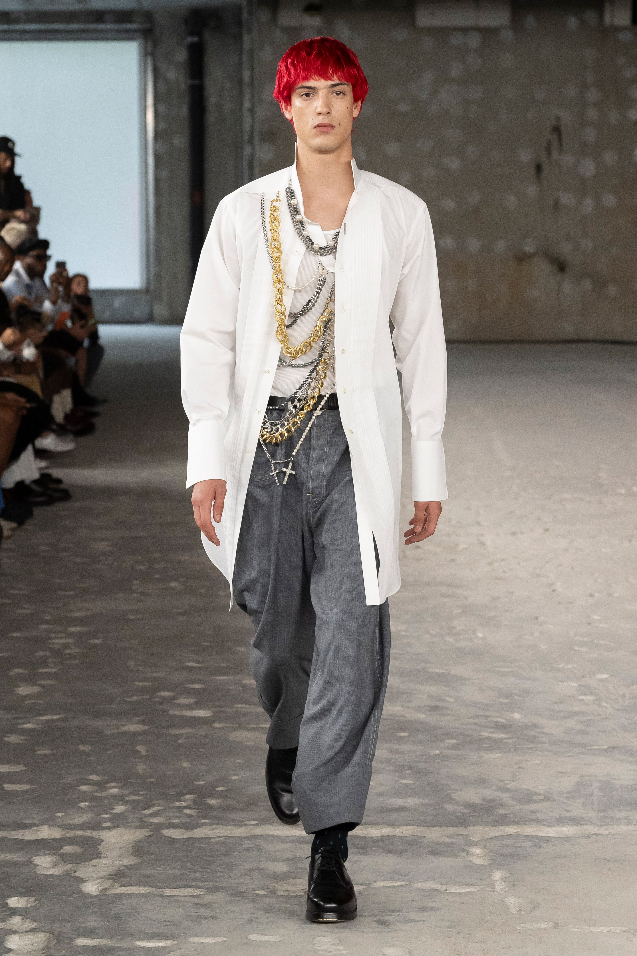Fashion model wearing a Junya Watanabe Man SS26 outfit