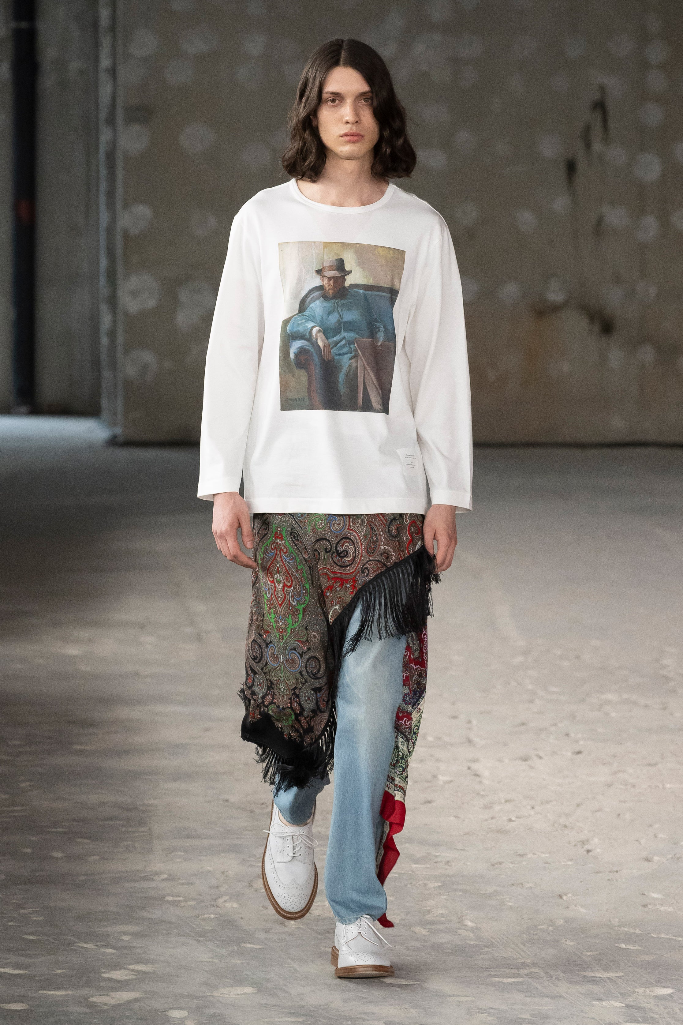 Fashion model wearing a Junya Watanabe Man SS26 outfit