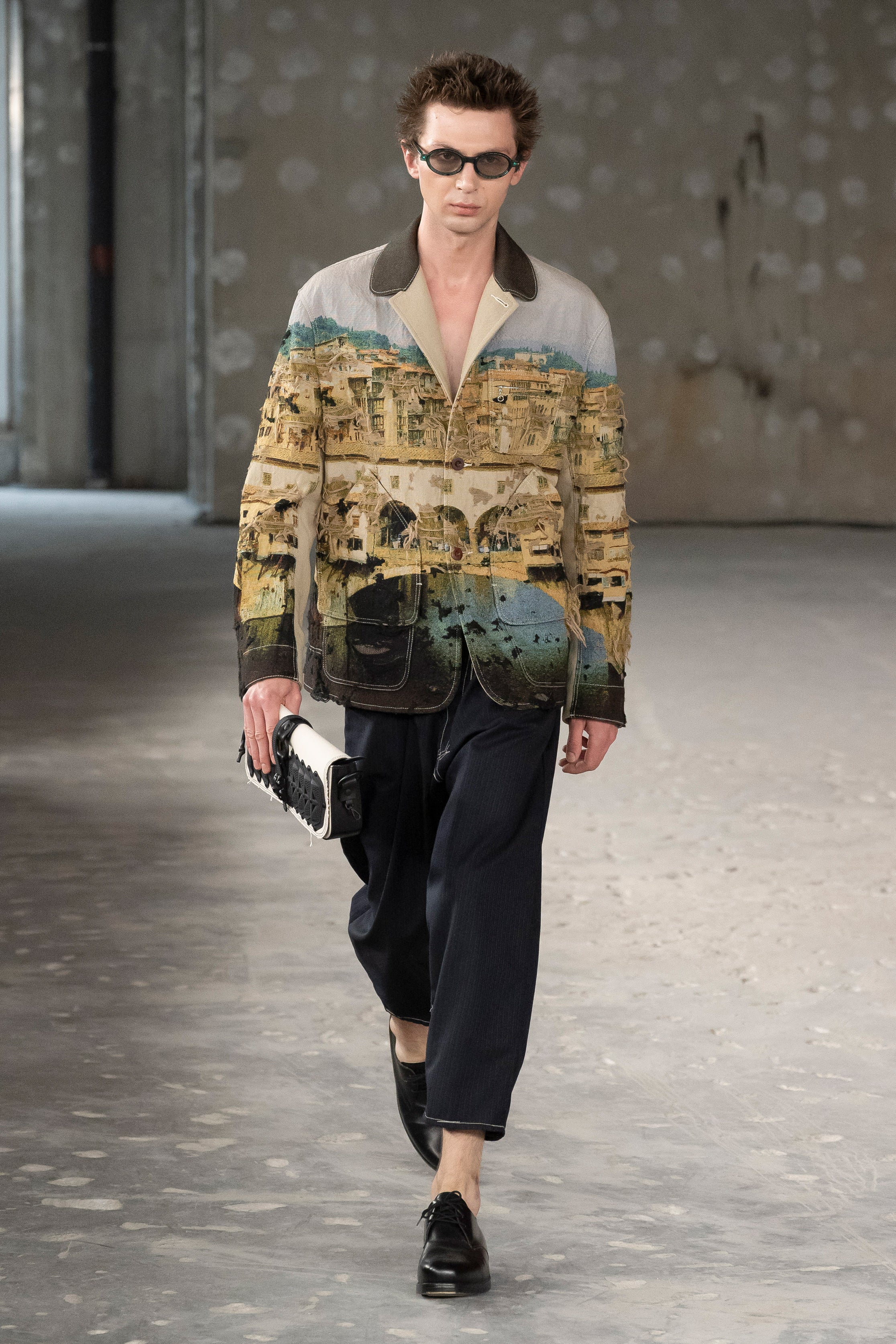 Fashion model wearing a Junya Watanabe Man SS26 outfit